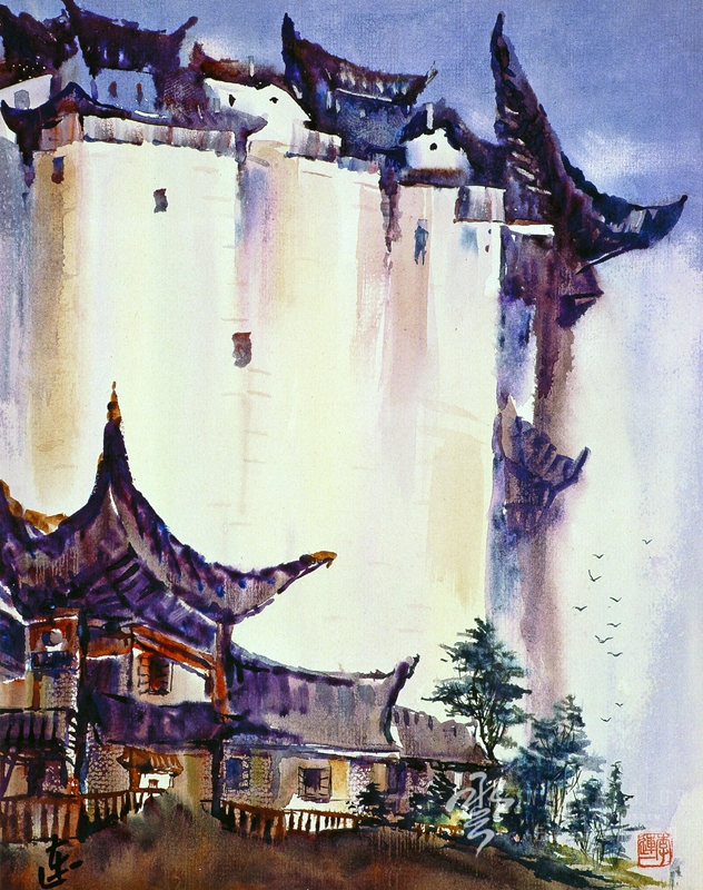 李连一 《民居》 45*35cm